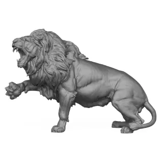 3D Printable Lion Attack Pose Statue - Model thumbnail 3