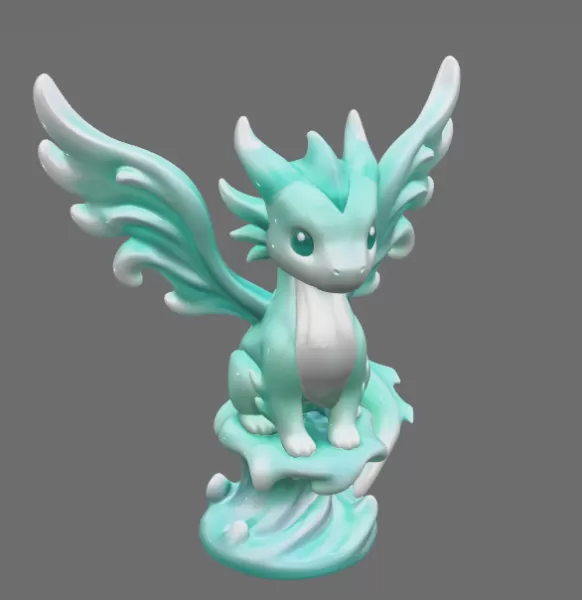 Water Dragon – STL File 3D Printable Fantasy Dragon Figurine - Model preview 8