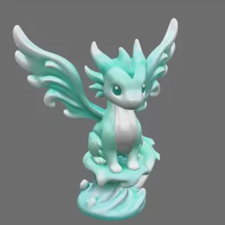 Water Dragon – STL File 3D Printable Fantasy Dragon Figurine - Model thumbnail 8