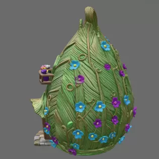 Enchanted Leaf Fairy House STL File 3D Printable Fantasy Cottage - Model thumbnail 5