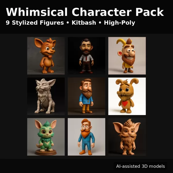Whimsical Character Pack – Kitbash High-Poly Figure Collection ( - Model preview 1