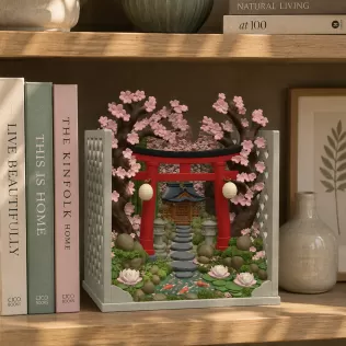 Sakura Sanctuary Book Nook STL File for 3D Print - Model thumbnail 2