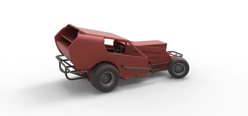 Vintage Dirt Modified stock car Version 4 while turning 1:25 - Model preview 20