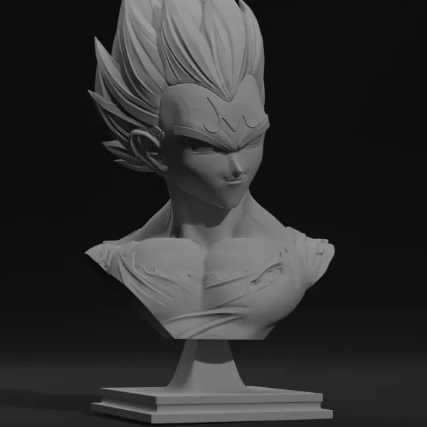 Vegeta Bust 3D Print (Scale 1/9 and 1/6) - Model preview 4