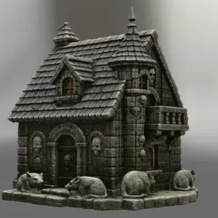 Haunted Fantasy Rat Cottage STL for 3D Printing - Model thumbnail 5