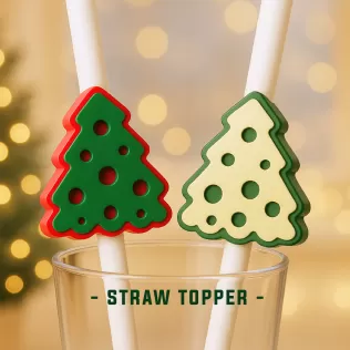 Christmas Straw Topper, Christmas Tree, 10mm, Holiday Straw