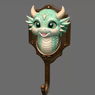 Cute Dragon Wall Hook STL File for 3D Print - Model thumbnail 3