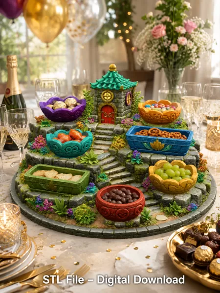 Fantasy Village Jewelry Organizer STL File for 3D Print - Model preview 4
