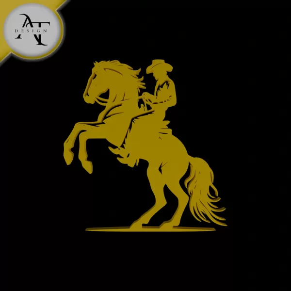 Cowboy - Silhouette - 2D Wall Art Decor - Model preview 1