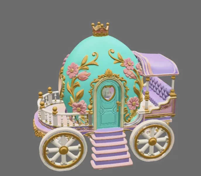 Royal Fantasy Egg Carriage - STL File 3D Printable - Model preview 3