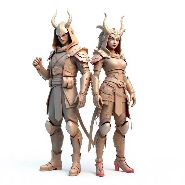 Couple Warrior 3D Printable Model - Model preview 1