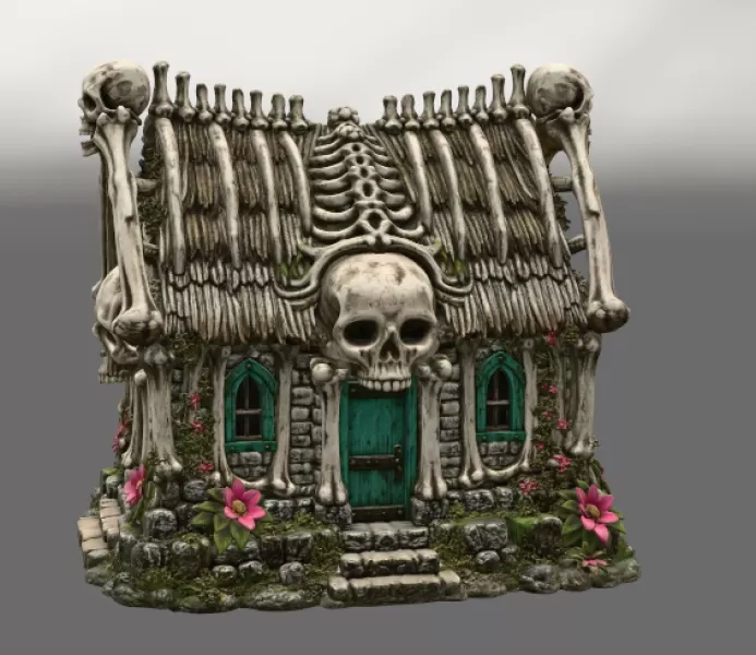 Gothic Bone House STL File for 3D Print - Model preview 6