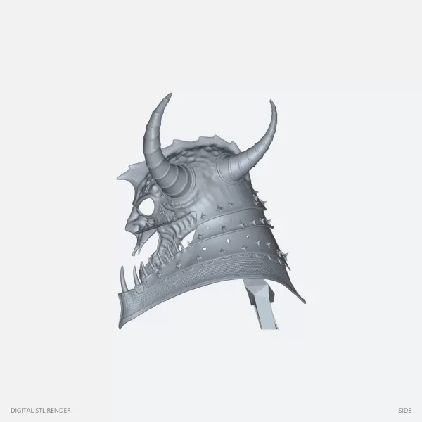 Four-Horned Skull Helmet Display - STL - Model preview 3