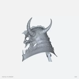 Four-Horned Skull Helmet Display - STL - Model thumbnail 3