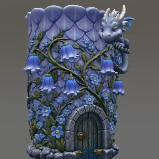 Enchanted Dragon Flower Tower Vase - Model thumbnail 5