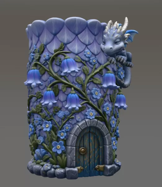 Enchanted Dragon Flower Tower Vase - Model preview 5