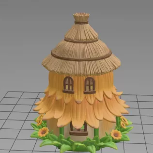 Fantasy Straw Cottage – STL File 3D Printable Fairy House - Model thumbnail 6