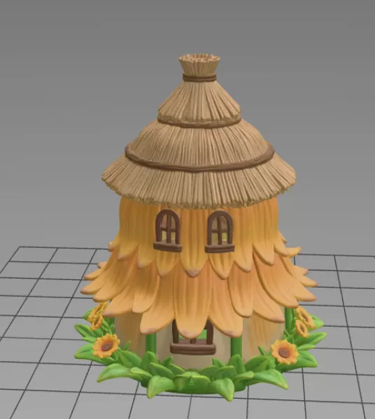 Fantasy Straw Cottage – STL File 3D Printable Fairy House - Model preview 6