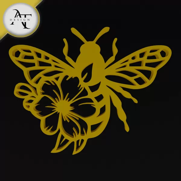 Bee - Silhouette - 2D Wall Art Decor - Model preview 1
