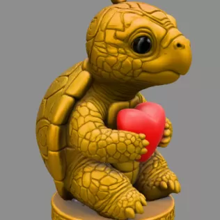 Cute Turtle with Heart – 3D Printable STL File
