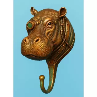 STL File Description — Steampunk Hippo Wall Hook