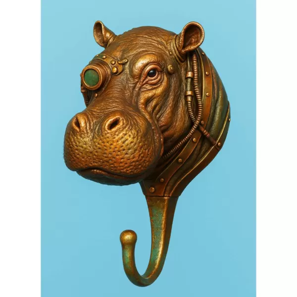 STL File Description — Steampunk Hippo Wall Hook - Model preview 1
