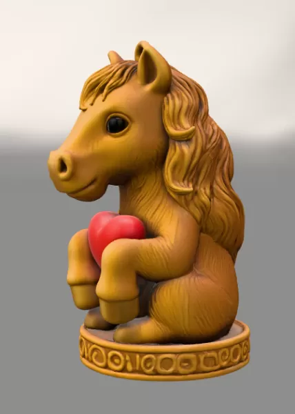 Cute Horse Ornament - STL File - Horse Pendant for 3D print - Model preview 3
