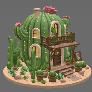 Cactus Cottage House STL File for 3D Print - Model thumbnail 12