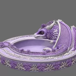 Amethyst Floral Dragon Bowl STL file for 3D Print - Model thumbnail 10