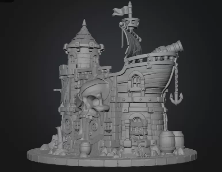 Pirate Skull Fortress STL File for 3D Print - Model preview 11