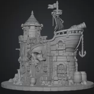Pirate Skull Fortress STL File for 3D Print - Model thumbnail 11