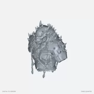 Horned Armored Demon Bust with Chains - STL - Model thumbnail 2
