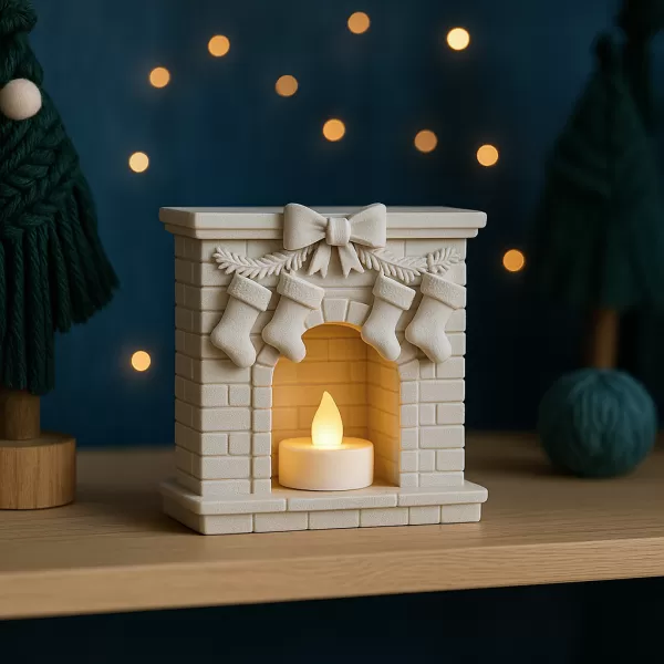 Fireplace Candle Holder | Christmas Stocking Decor | Holiday - Model preview 3