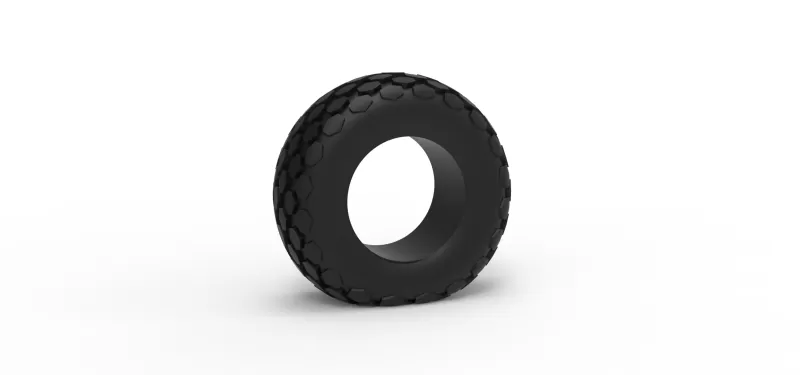 Offroad tire 28 deflated Scale 1:25 - Model preview 1