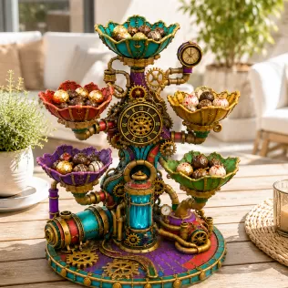 Steampunk Clockwork Bowl Organizer STL File for 3D Print - Model thumbnail 4