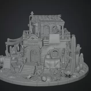 Desert Trading Post Fantasy Western Village STL File for 3D - Model thumbnail 11