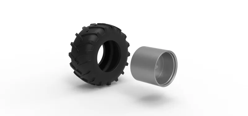 Rear wheel of Vintage Pulling tractor Version 4 Scale 1:25 - Model preview 9
