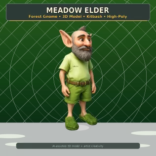 Forest Gnome Character Collection Kitbash High-Poly 3D Model - Model thumbnail 6
