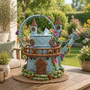 Enchanted Watering Can House STL File for 3D Printing - Model thumbnail 2