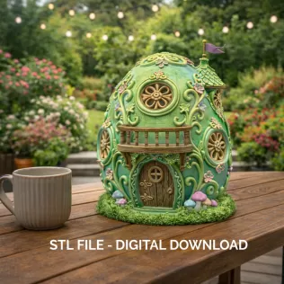 Fantasy Egg House STL File – 3D Printable Easter Decoration - Model thumbnail 2