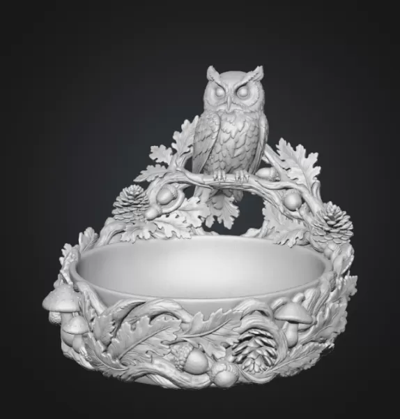 Autumn Owl Bowl Organizer STL File for 3D Print - Model preview 13