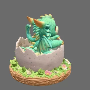 Baby Dragon in Egg – STL File for 3D Printing - Model thumbnail 6