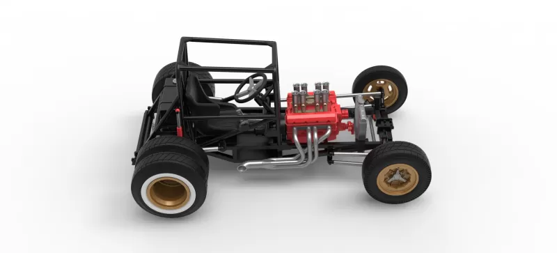 Vintage Dirt Supermodified stock car Base Version 2 Scale 1:25 - Model preview 23