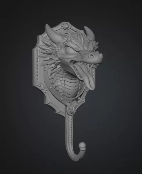 Dragon Wall Hook – STL File for 3D Printing - Model preview 12