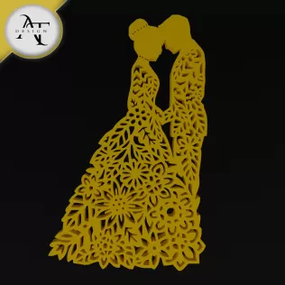 Wedding of a couple in love - Silhouette - 2D Wall Art Decor