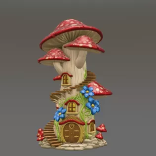 Enchanted Mushroom Tower STL File 3D Printable Fantasy Fairy Hou - Model thumbnail 3