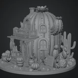 Cactus Cottage House STL File for 3D Print - Model thumbnail 14
