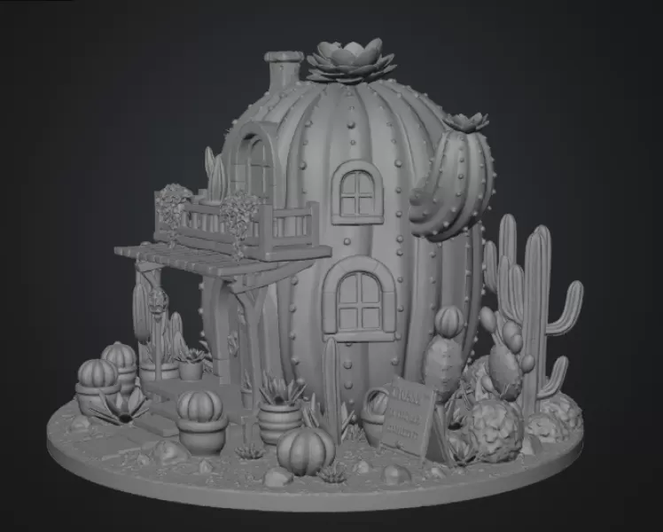 Cactus Cottage House STL File for 3D Print - Model preview 14