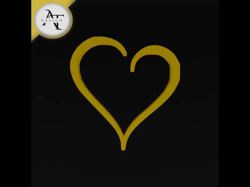 Simple Heart Symbol - 2D Art - Model preview 1