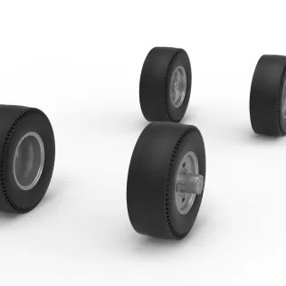 Wheel Set of Vintage AWD dragster Scale 1:25 - Model thumbnail 3